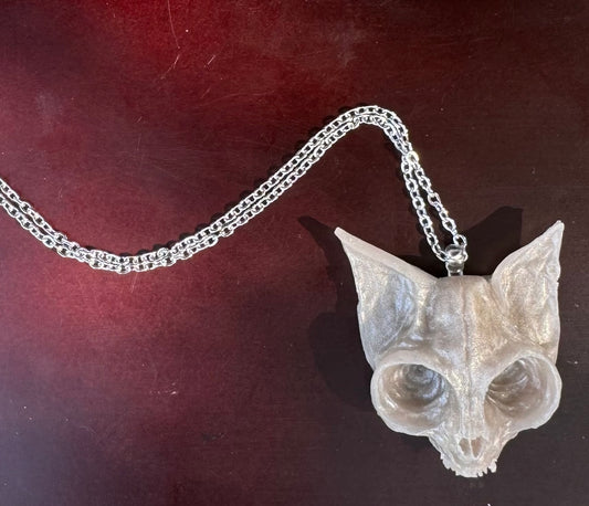 Ghostly Whiskers: Resin Skeleton Cat Necklace image 0